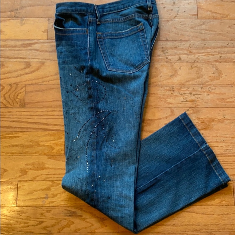 PRE-OWNED KAREN KANE DENIM JEWELED JEANS - Picture 11 of 13